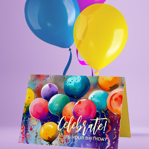 Carte De Vacances Métallisée Fêtez ! Texte personnalisé Anniversaire ou toute o