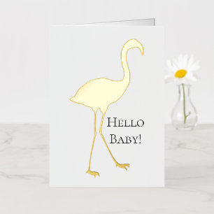 Carte De Vacances Métallisée Flamant rose rose Bonjour bébé