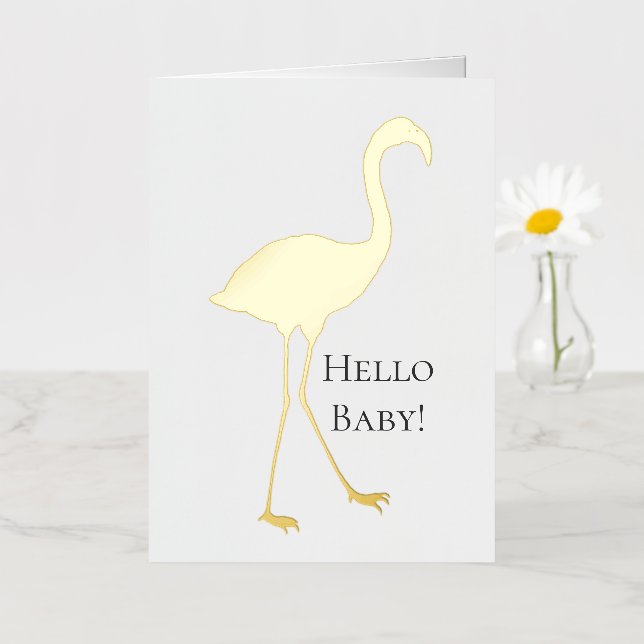Carte De Vacances Métallisée Flamant rose rose Bonjour bébé (Petite fleur)