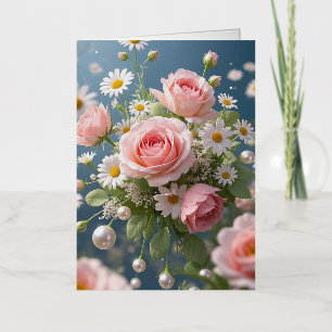 Carte De Vacances Métallisée Fleurs d'une élégance extravagante intemporelle