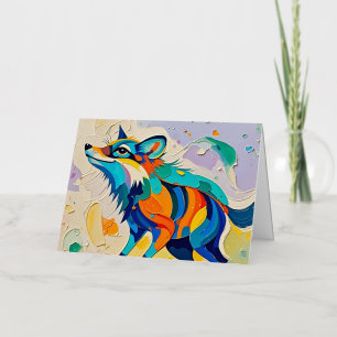 Carte De Vacances Métallisée Fox Expressive abstrait animal art design