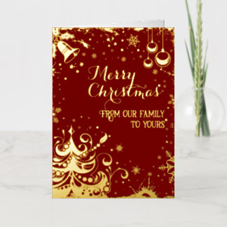 Carte De Vacances Métallisée From our family to yours Red