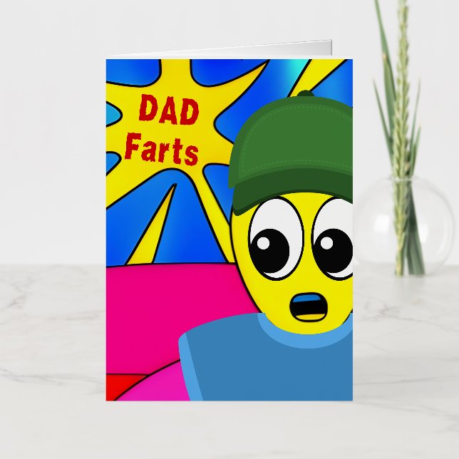 Carte De Vacances Métallisée Funny Papa Farts (Recto)