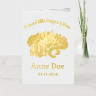 Carte De Vacances Métallisée Gold birth girl card pixel art.