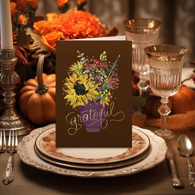 Carte De Vacances Métallisée Gratuit Thanksgiving Bouquet (Créateur téléchargé)