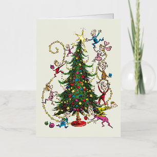 Carte De Vacances Métallisée Grinch classique Arbre de Noël