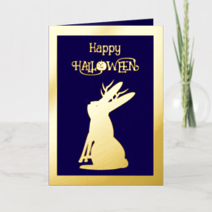 Carte De Vacances Métallisée Halloween Jackalope Trace ou traitement personnali