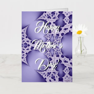 Carte De Vacances Métallisée Happy Mother’s Day , purple fractal