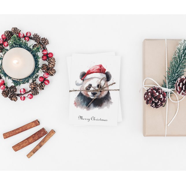 Carte De Vacances Métallisée Holly Jolly Christmas Panda, coutume (Créateur téléchargé)