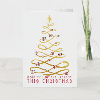 Carte De Vacances Métallisée Hope You Win Jackpot Red & Gold Christmas Card