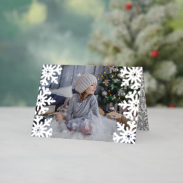 Carte De Vacances Métallisée Icy Snowflakes Photo personnalisée Noël