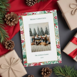 Carte De Vacances Métallisée Jardin de Noël |