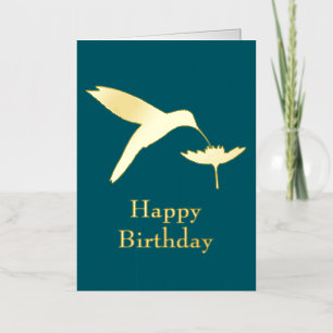 Carte De Vacances Métallisée Joyeux anniversaire de colibri