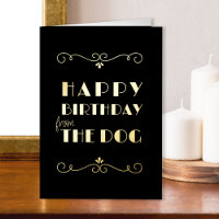 Joyeux anniversaire de Dog Vintage Art Déco Gold