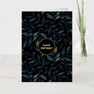 Carte De Vacances Métallisée Joyeux Anniversaire élégant branches florales