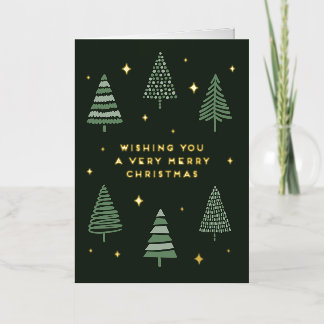Carte De Vacances Métallisée Joyeux arbres de Noël aux étoiles