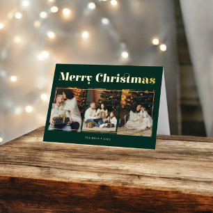 Carte De Vacances Métallisée Joyeux Noël Fancy Elegant Photo Vert