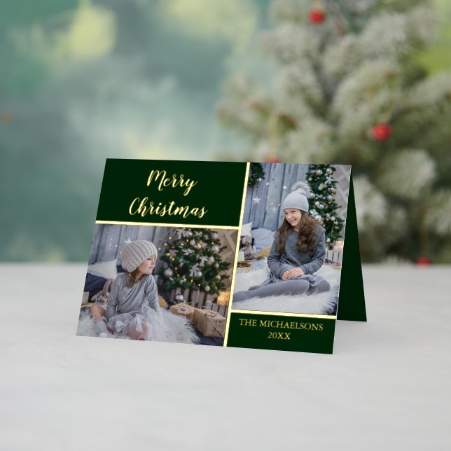 Carte De Vacances Métallisée Joyeux Noël Gold Kids Photo (Vacances In Situ)