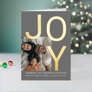 Carte De Vacances Métallisée Joyeux Noël Joie Photo personnalisée