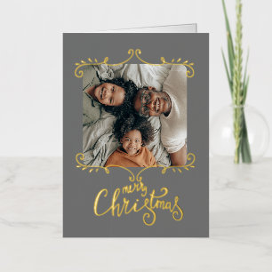 Carte De Vacances Métallisée Joyeux Noël Photo personnalisée