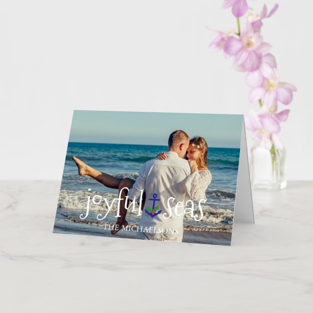 Carte De Vacances Métallisée Joyeux Plage de mer Noël nautique (Orchidée)