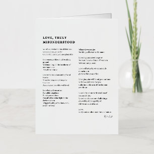 Carte De Vacances Métallisée L'amour vraiment mal compris poème d'amour