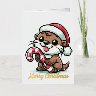 Carte De Vacances Métallisée Le dessin de Noël Otter