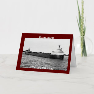 Carte De Vacances Métallisée L'Edmund Fitzgerald sur la rivière St. Clair (B&W)