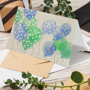 Carte De Vacances Métallisée Logo Aquarelle Ballons Entreprise Joyeux Anniversa