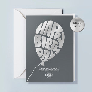 Carte De Vacances Métallisée Logo Ballon Gris Affaires Argent Papier D'argent A