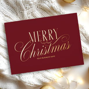 Carte De Vacances Métallisée Logo de Noël professionnel élégant écriture rouge