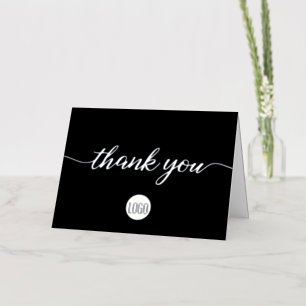 Carte De Vacances Métallisée Logo noir personnalisé simple Merci d'affaires