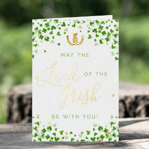 Carte De Vacances Métallisée Lucky Horseshoes & Irish Clover St. Patrick's Day