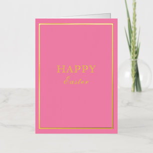 Carte De Vacances Métallisée Macaron français Joyeuses Pâques Rose