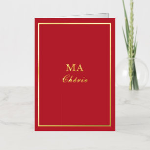 Carte De Vacances Métallisée Macaron français Ma Cherie Rouge clair