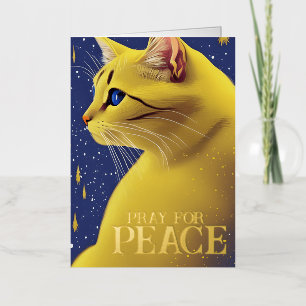 Carte De Vacances Métallisée Magnifique Chat Jaune aux Yeux Bleus - Ukraine