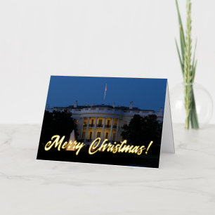 Carte De Vacances Métallisée Maison Blanche de Noël à la nuit à Washington DC