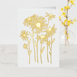 Carte De Vacances Métallisée Marguerites Gold Foil Texte personnalisé joyeux