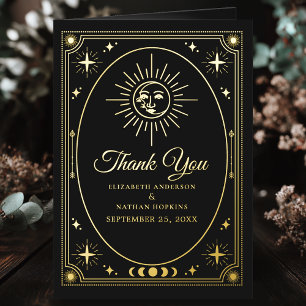 Carte De Vacances Métallisée Mariage de Tarot noir céleste Merci photo