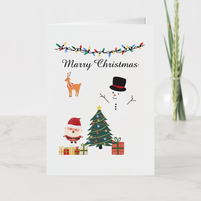 Carte De Vacances Métallisée Marry Chrismas (Recto)