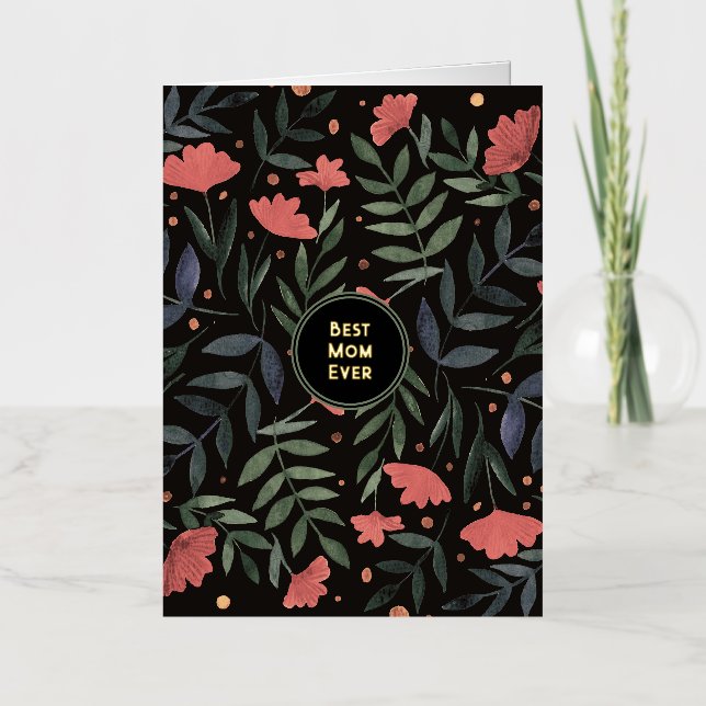 Carte De Vacances Métallisée Meilleure maman jamais élégant jardin magique rétr (Recto)