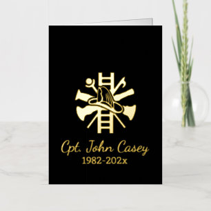 Carte De Vacances Métallisée Mémorial du logo Gold Firefighter