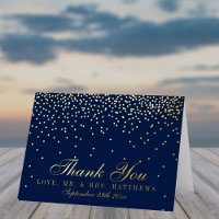Merci Mariage de Confetti bleu marine et or glam