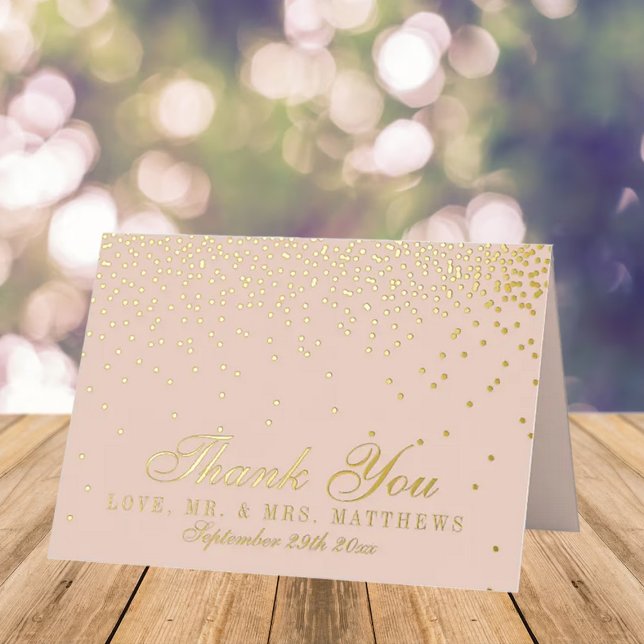 Carte De Vacances Métallisée Merci Mariage rose et glam Confetti (Créateur téléchargé)