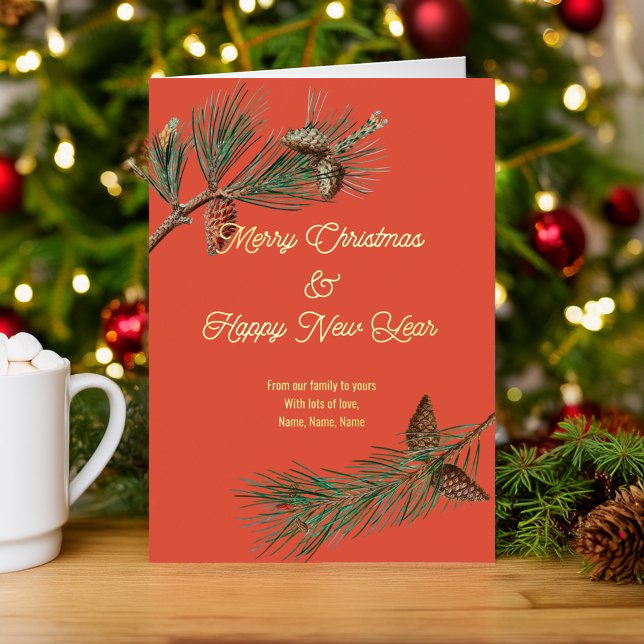 Carte De Vacances Métallisée Merry Christmas & Happy New Year Card (Créateur téléchargé)