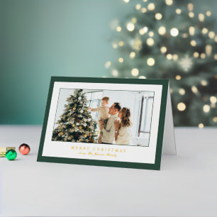 Carte De Vacances Métallisée Miniature verte photo Noël élégant