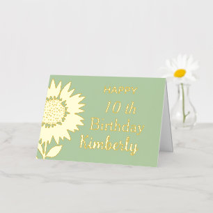 Carte De Vacances Métallisée Monnaie Joyeux Anniversaire Tournesol Nom personna