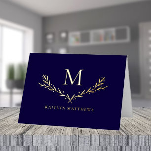 Carte De Vacances Métallisée Monogramme de couronne personnalisée - Réel initia