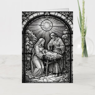 Carte De Vacances Métallisée Nativité