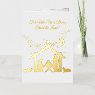 Carte De Vacances Métallisée Nativité Gold Foil
